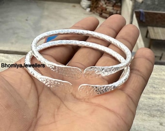 Brazalete de plata de ley 925, joyería hecha a mano, brazalete llamativo, juego de 2 brazaletes, brazalete ajustable, brazalete tipo puño, joyería de plata, regalos para mujer