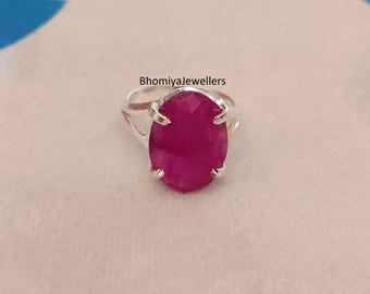 Roher Rubin Sterlingsilber Ring: Boho Pinky Ring