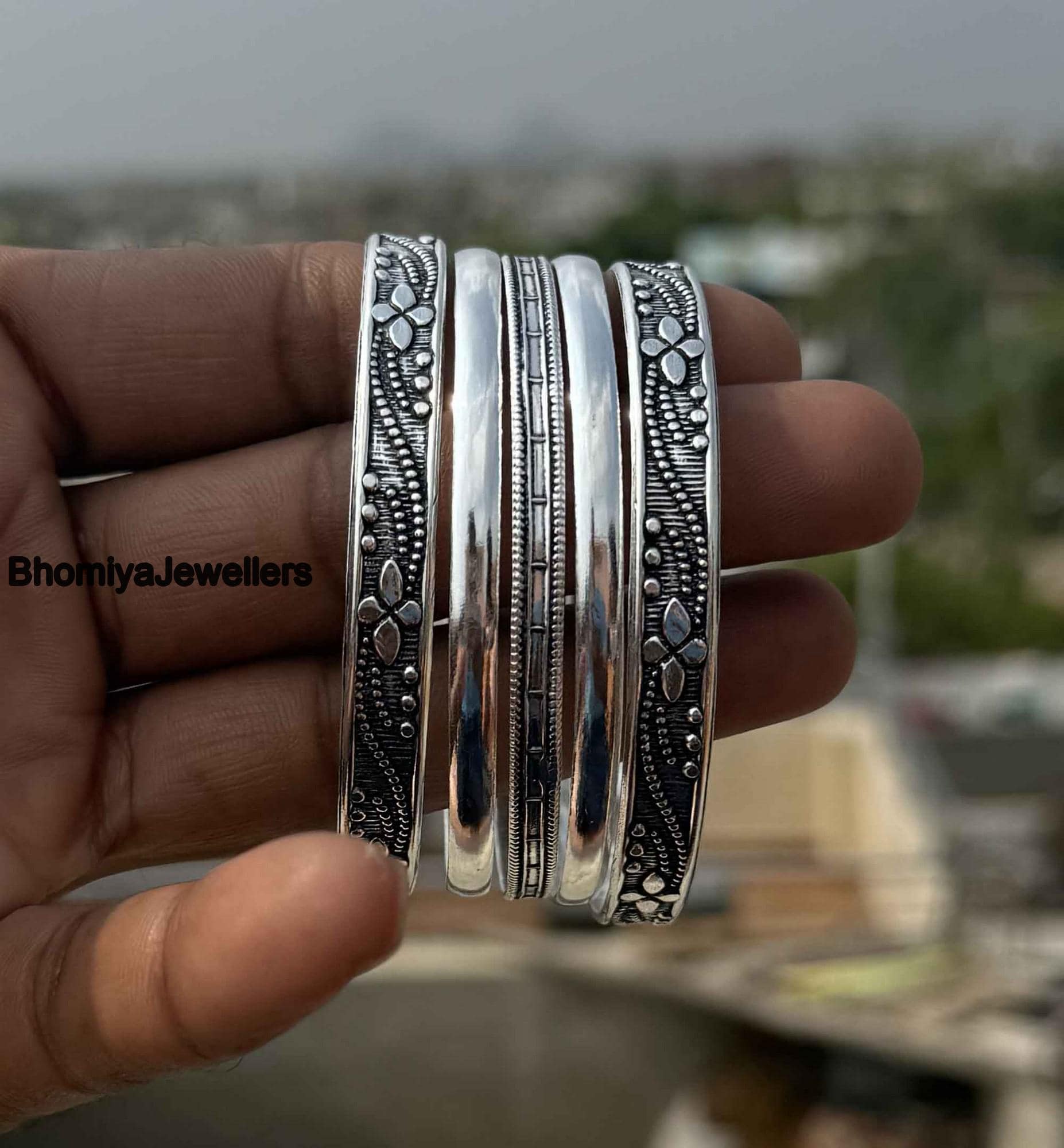 Handmade Sterling Silver Bangle Set: Boho Stacking Bangles - Etsy