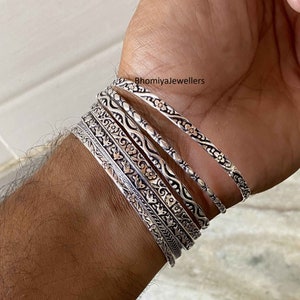 Handmade Sterling Silver Bangle Set - Stackable Boho Jewelry
