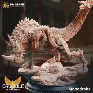 DM Stash: Monodrake - Horned Drake Miniatura/Figura 32 mm - Stampa 3D di alta qualità - Da tavolo, Gioco di ruolo, Collezionismo