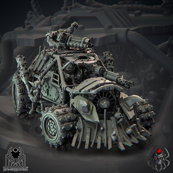 EightLegsMiniatures: Ork Warbuggy - 32mm Tabletop Kit - 8K 3D Druck - Für Wargaming, Tabletop, RPG