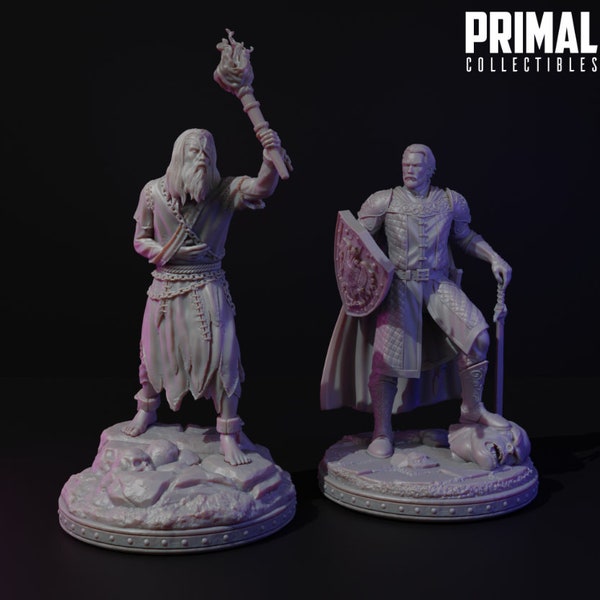 PRIMAL Collectables: Masters of Dungeons Quest - Sir Demetrius Ritter/Gefangener (NPC) - 32mm Brettspielfigur - 8K 3D Druck - Tabletop, RPG