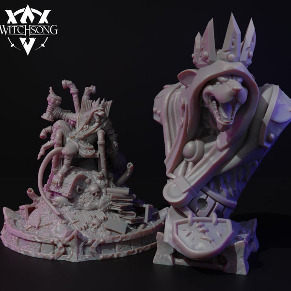 WSM: The Rat King's Throne Miniatur/Figur/Büste - Hochwertiger 8K 3D Druck - Für Tabletop, Rollenspiel o. zum Sammeln + 5e StatsSheet