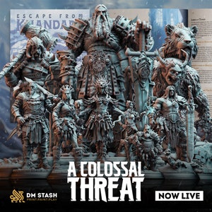 DM Stash: A Colossal Threat - Escape from Khandara - Paquete de campaña compatible con 5e (EN) incluye 15 miniaturas - Impresión 3D de alta calidad