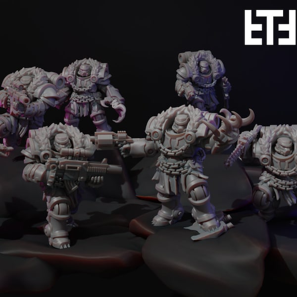 Tabletop Time: Space Bears - Makwa Marines Squad (8 Minis) - 32mm Brettspielfiguren Kit - 8K 3D Druck - Für Wargaming, Tabletop, RPG