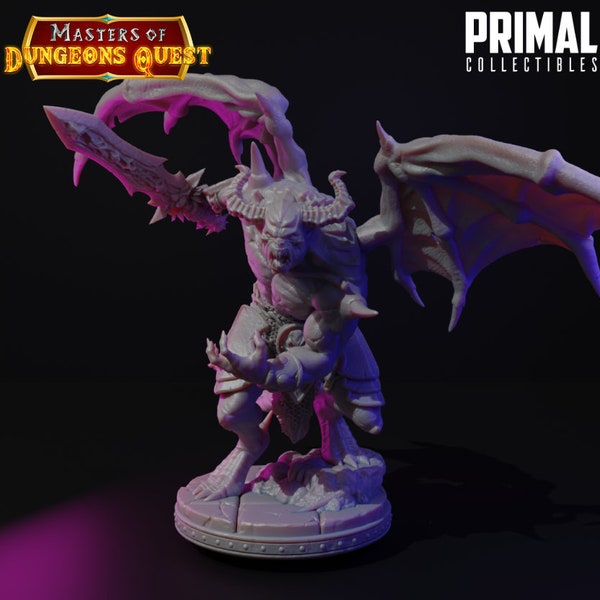 PRIMAL Collectables: Masters of Dungeons Quest - Gargoyle (Monster/Boss) - 32mm Brettspielfigur - 8K 3D Druck - Für Tabletop, RPG