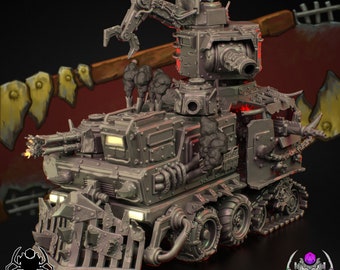 EightLegsMiniatures: Vagón de guerra blindado pesado Orkz - Kit de mesa de 32 mm - Impresión 3D 8K - Para juegos de guerra, mesa y juegos de rol