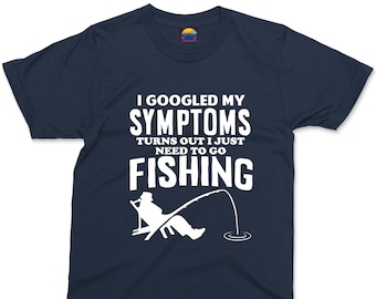 Fishing Symptoms Funny Mens T-shirt, Fishing Lover, Dad Fish Angling Catching, Grandad Fishing Tee, Fisherman Gift Shirt Apparel Clothing