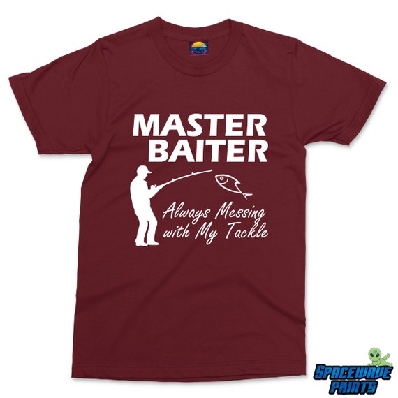 Master Baiter Fisherman Joke T-shirt, Funny Fishing Gifts for Men, Adult  Fishing Humour, Fish Angler, Fishing Fisherman Clothing Mens Tshirt 
