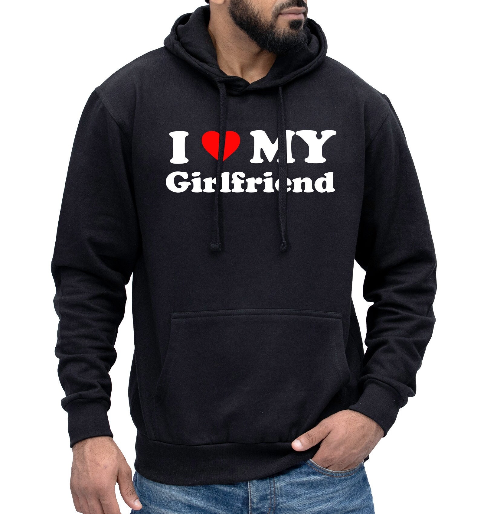 Sweat à Capuche "J'Aime Ma Copine" - Design Humour Amoureux, Coupe Classique - 241 G, Col Tissé - Cadeau Couple Homme Femme - 10