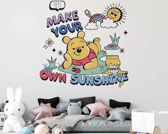 Winnie the Pooh wall decal removable wall sticker disney wall art for children room and nursery wallpaper free shipping wall decor for kids.