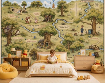 Vinilo decorativo de pared de Winnie the Pooh con envío gratis, adhesivo de pared removible, arte de pared de Disney para niños, decoración de pared de Winnie, Tigger y Piglet para guardería.