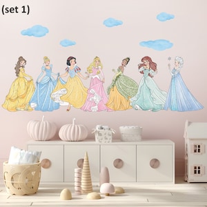 Disney princess wall sticker for girls princess wall decal nursery princess wall art room decor for bedroom vinyl decal for girls room idea