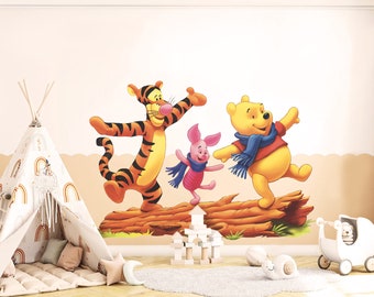 Sticker Mural Winnie L'Ourson – Déco Chambre Bébé – Multicolore – Amovible – Neuf