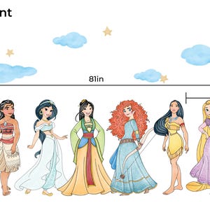 Princess Wallpaper Disney Princess Wall Decal for Girls Vinyl Princess ...