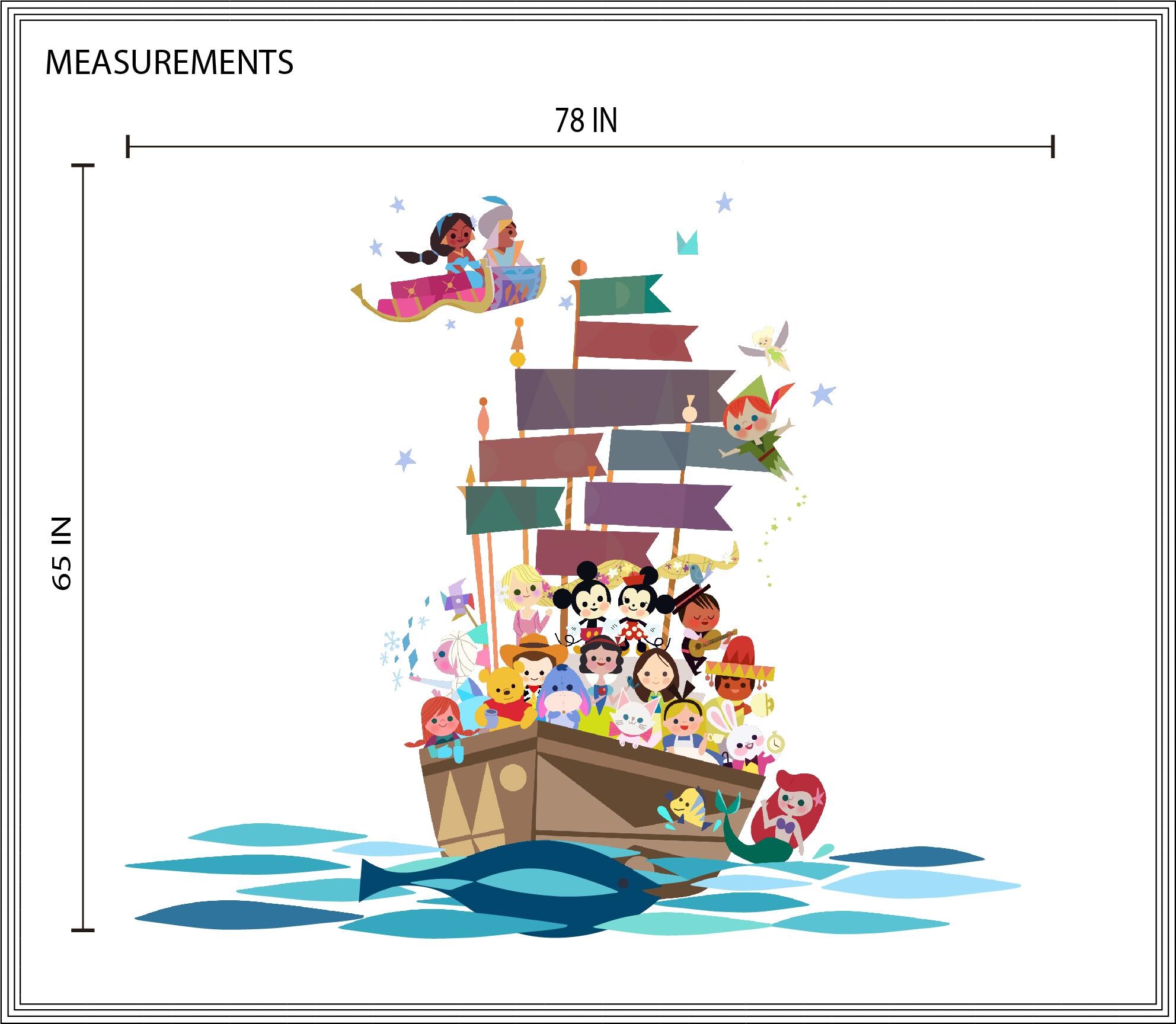Disney Character on Ship Wall Decal Removable Mickey Mouse Decor Winnie ...