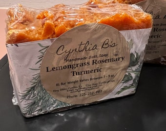 Lemongrass Rosemary Turmeric Bath Soap Huge Bars Plenty Lather!