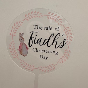 Peter rabbit personalized cake topper. Made for any event.