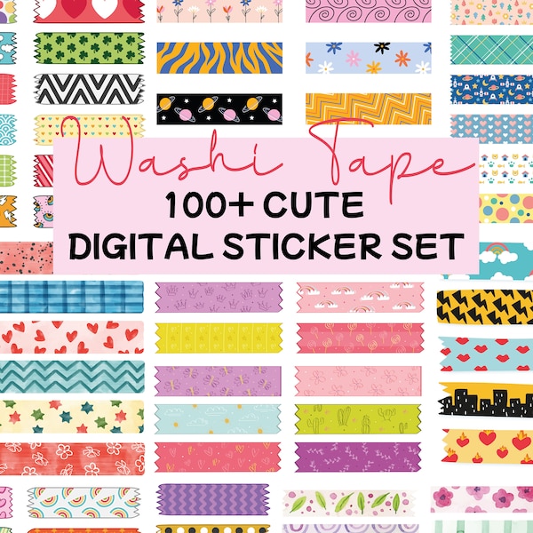 Printable Washi Tape | Digital Washi Tape Sticker | Colorful Washi Tape | Digital Sticker | Png Washi Tape Sticker | GoodNotes Washi Tape