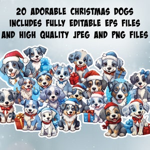 Adorable and cute Christmas dogs, digital download, ideal for scrapbooking, stickers, and more