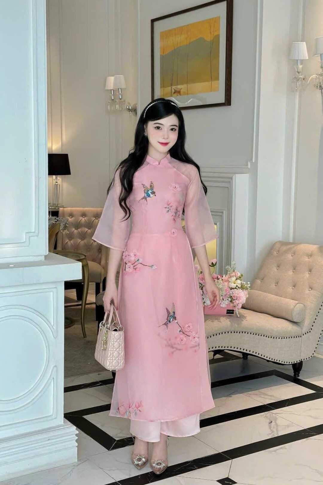 Blush Modernized Vietnamese Ao Dai Bird Ao Dai Ao Dai for Etsy