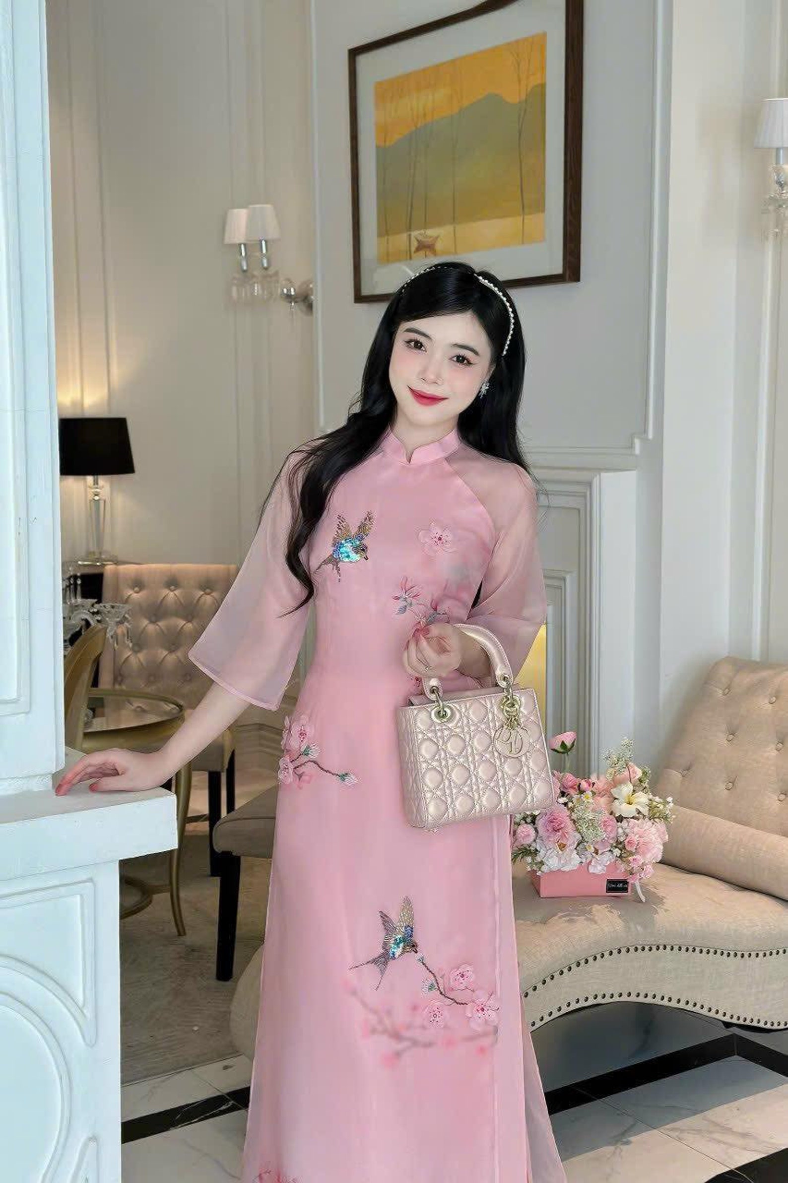 Blush Modernized Vietnamese Ao Dai Bird Ao Dai Ao Dai for Etsy
