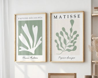 Sage Green Henri Matisse Digital Print Set of 2 Printable Wall Art Botanical Poster Floral Print Matisse Print Matisse Exhibition Poster A3