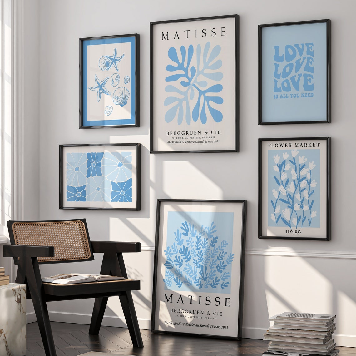 Blue Preppy Aesthetic Wall Art Preppy Dorm Decor Gallery Wall Art Set ...