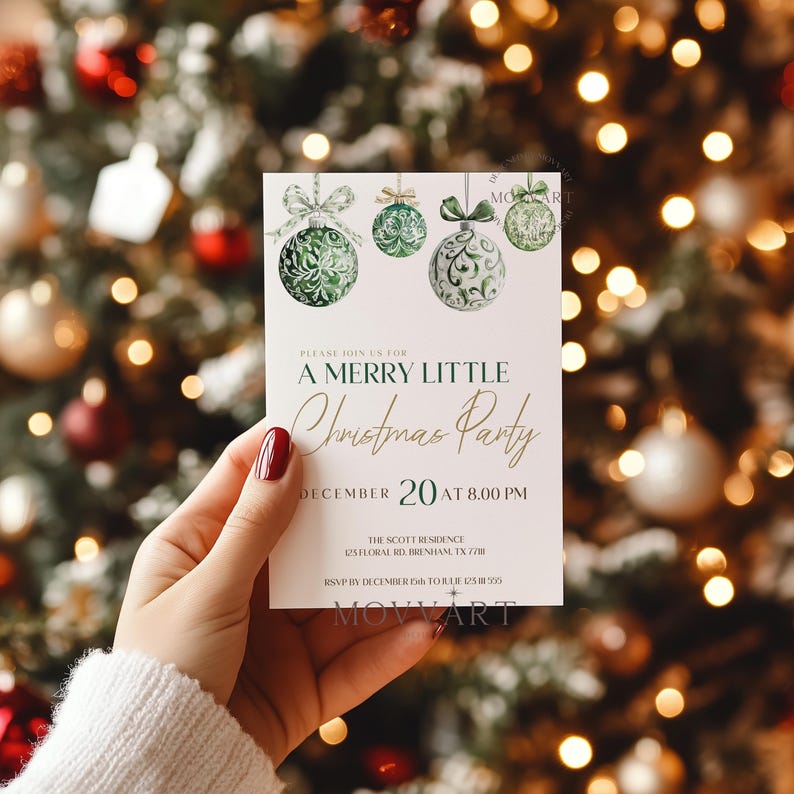 Merry Little Christmas Party Invitation, Editable Christmas Party