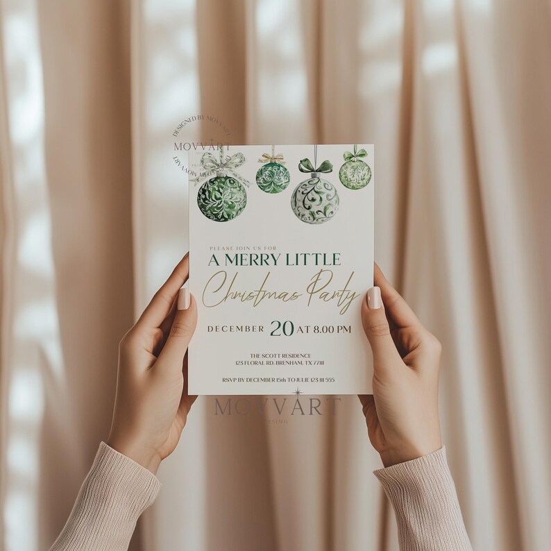 Merry Little Christmas Party Invitation, Editable Christmas Party