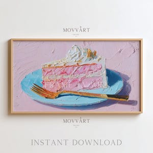 Pink Cake Wall Art for Frame TV, Colorful Bakery Frame TVArt, Whipped Cream Dessert Print, Retro Kitchen Digital Download for Frame TV