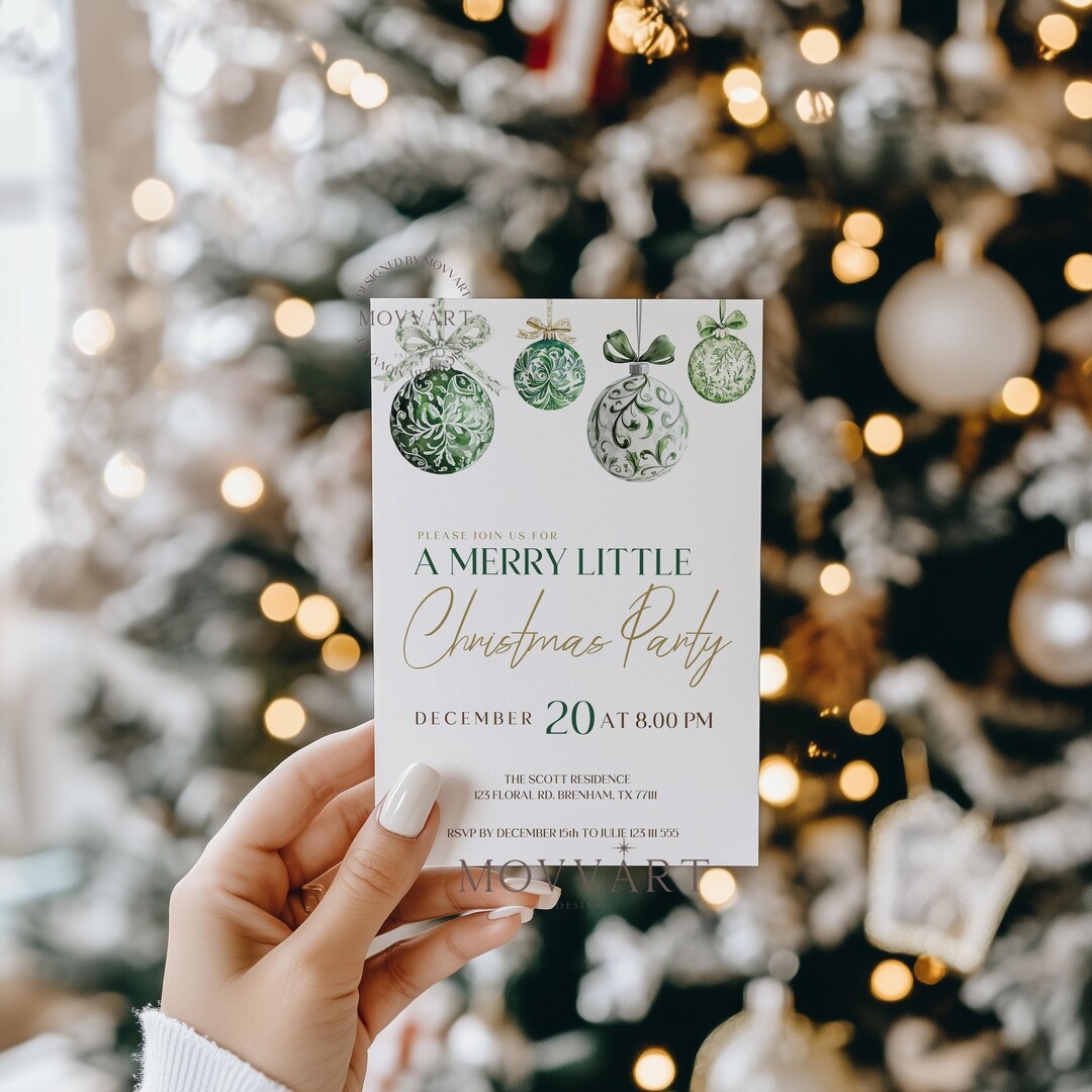 Merry Little Christmas Party Invitation, Editable Christmas Party
