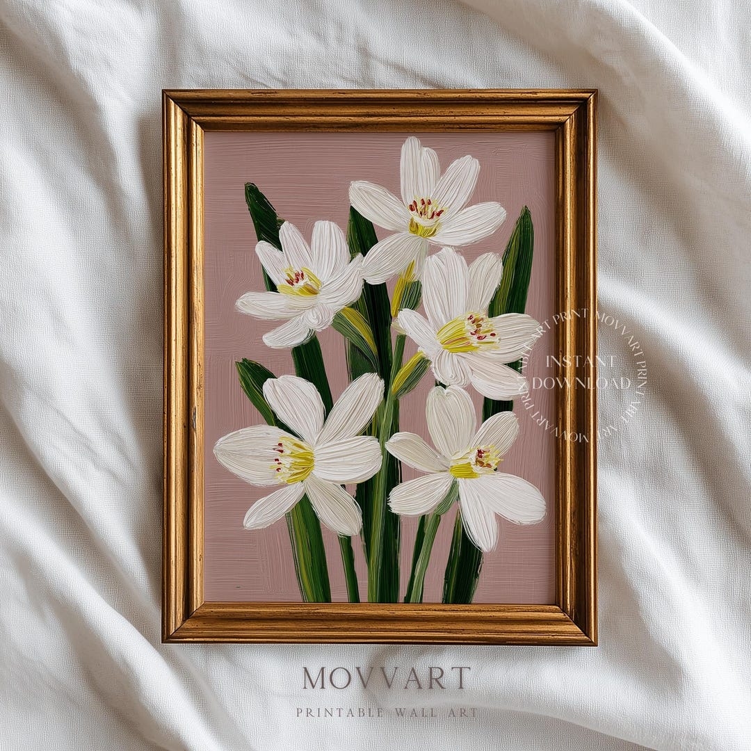 daffodil-floral-printable-wall-art-oil-painting-white-flower-vase