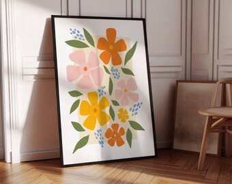 Colorful Abstract Flower, Abstract Botanical Flowers Poster, Digital ...