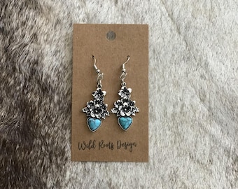 Western floral Heart Earrings