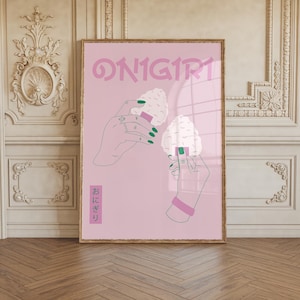 Onigiri Sushi Comic Style East Asian Inspired Food Wall Art Bundle Japanese Food Chinese Korean Wabi Sabi Dopamine Decor Pink Poster