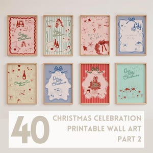 Handdrawn Christmas Digital Prints Winter Holiday Gallery Wall Set Festive Xmas Art Bundle Christmas Printable Wall Decor Classic Art Cute