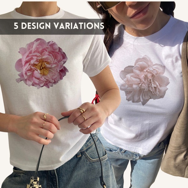 Peony Baby Tee, Flower Baby Tee, Coquette Baby Tee, Coconut Girl Tee , Pinterest Aesthetic, Y2K Baby Tee, Nature T-Shirt, Cottagecore Garden