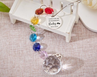 Loss of Pet Sympathy Gifts,Rainbow Bridge Pet,Sun catcher,Suncatcher Pet Memorial Gift,Personalized Name Rainbow Bridge,Dog/pet Remembrance