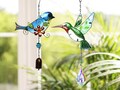 Hummingbird wind chime,wind chime hummingbird metal glass painted,hanging bell Window hanging,Bird sun catcher,Memorial Gifts Sympathy Gifts