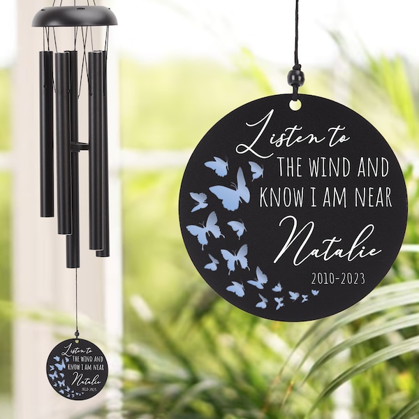 In Loving Memory Wind Chime,Sympathy Memorial Wind Chime,Remembrance Wind Chime,Bereavement Gift,In Memory,Personalized Name Wind Chimes