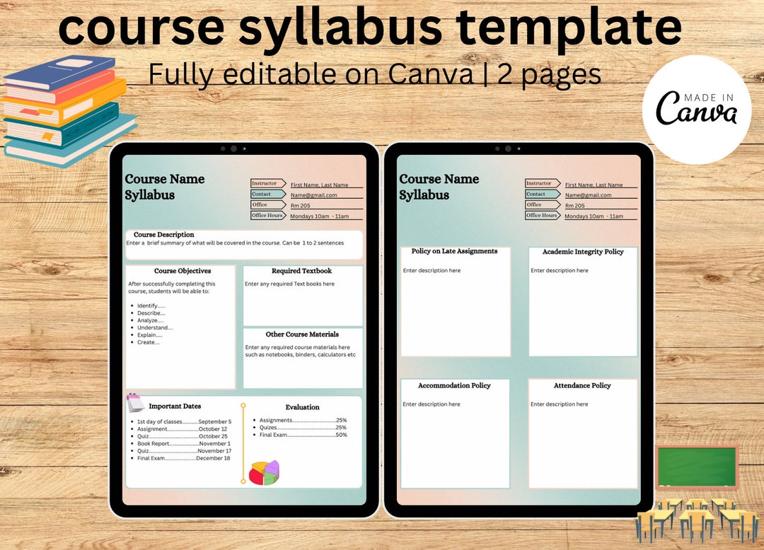 Colorful Syllabus Version 4 Template | Fully Editable in Canva | Class ...