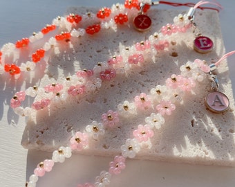 Red, Rose, Pink Letter Flower Phone Strap/ Phone Charm