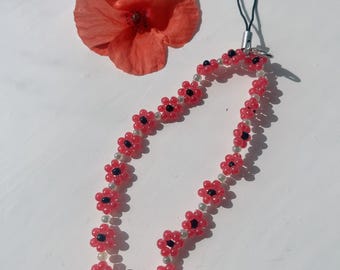Poppy Flower Phone Strap