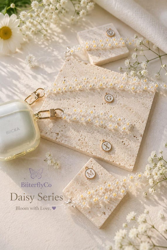 Daisy Flower Phone Strap /Phone Charm/ Key Charm/ keychain - Customizable