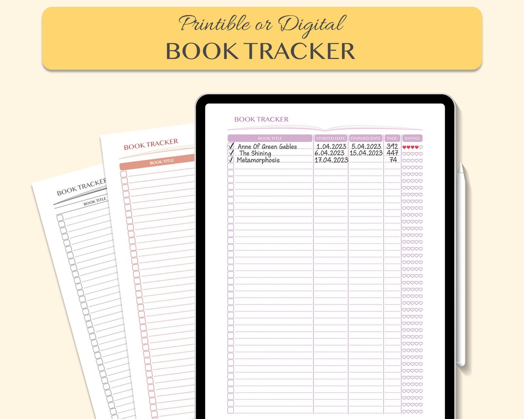 Digital or Printable Book Tracker, Reading Log, Book Reading List ...