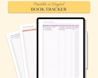 Digital or Printable Book Tracker, Reading Log, Book Reading List, Reading Log Template, Readers Journal, Printable PDF A4 and Letter