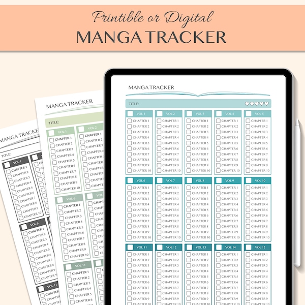 Digital or Printable Manga Tracker, Manga Reading Journal, Manga Planner Log, Manga Collection, for Collectors, A4 and US Letter Size