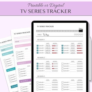 Digital or Printable TV Series Tracker, TV Show Journal, TV Episode Log, Printable pdf and A4, Letter size, Series to Watch